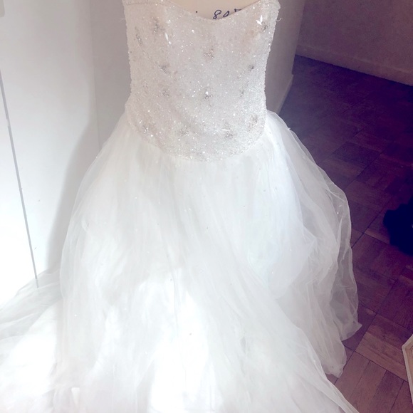 David’s Bridal Jewel Wedding Dress Sz 10 - Picture 2 of 15